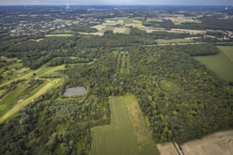 Aerial view, Former shooting range in the nature reserve Buschei Am Wirksfeld and Wulfscher Teich