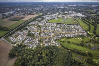 Aerial view, single-family house, housing estate Brackeler Feld and BVB Borussia Dortmund training