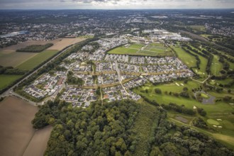 Aerial view, single-family house, housing estate Brackeler Feld and BVB Borussia Dortmund training