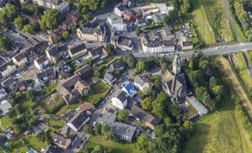 Aerial view, Immanuel Church in the Marten district of Dortmund, Ruhr area, North Rhine-Westphalia,