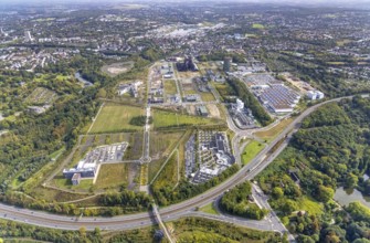 Phönix-West area and Hoesch-Gasometer with the Phoenix Lake in the background as well as Wilo Park,