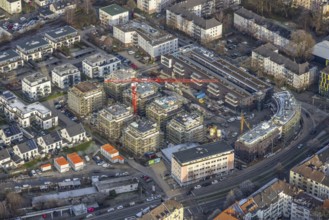 Aerial view, Kaiserquartier construction site with new construction for residential buildings in