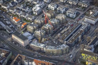 Aerial view, Kaiserquartier construction site with new construction for residential buildings in