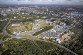 Phönix-West area and Hoesch-Gasometer with the Phoenix Lake in the background as well as Wilo Park,