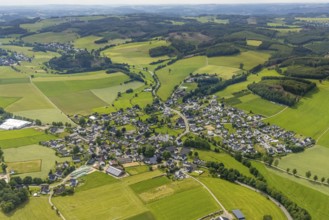 Aerial view, local view Iseringhausen, Drolshagen, Sauerland, North Rhine-Westphalia, Germany, DE,