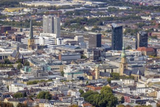View of the city centre with St. Marien Protestant Church, St. Reinoldi Church, IWO Tower, RWE
