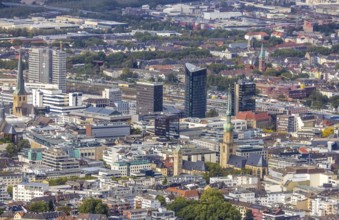 View of the city centre with St. Marien Protestant Church, St. Reinoldi Church, IWO Tower, RWE