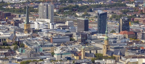 View of the city centre with St. Marien Protestant Church, St. Reinoldi Church, IWO Tower, RWE