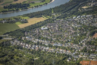 Aerial view, Otto-cock-Siedlung with a canal in the Wersten district of Düsseldorf, Rhineland,
