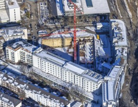 Aerial view, construction site new building office and residential complex, UpperNord Tower