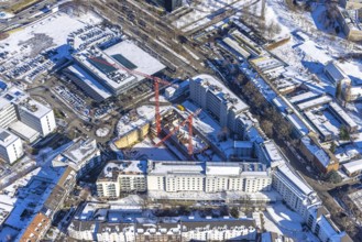 Aerial view, construction site new building office and residential complex, UpperNord Tower