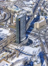 Aerial photo, city centre, ARAG Tower, Düsseltal, Düsseldorf, Rhineland, North Rhine-Westphalia,