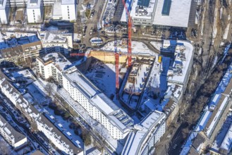 Aerial view, construction site new building office and residential complex, UpperNord Tower