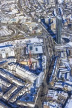 Aerial view, construction site new building office and residential complex, UpperNord Tower