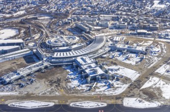 Aerial photo, Düsseldorf Airport, reception building and terminal building, Lohausen, Düsseldorf,