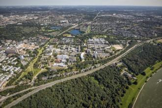 Aerial view, Heinrich-Heine-University in the district Bilk in Düsseldorf, Rhineland, North