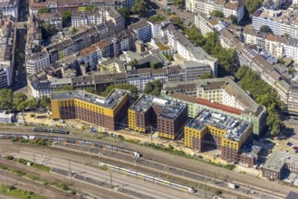Aerial view, construction site and new hotel buildings for Adina Apartment Hotel, Hampton by Hilton