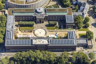Aerial view, Ehrenhof with art museum and Kunstpalast in the district Pempelfort in Düsseldorf,