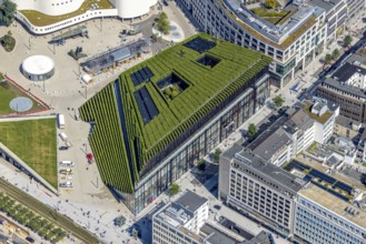 Aerial view, new construction of the Kö Bogen II business centre with hornbeam growth at