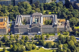 Aerial view, construction work on the building of the Düsseldorf district government in the
