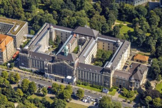 Aerial view, construction work on the building of the Düsseldorf district government in the