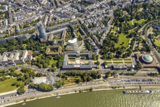 Aerial view, Ehrenhof with art museum, Kunstpalast and North Rhine-Westphalia-Forum as well as