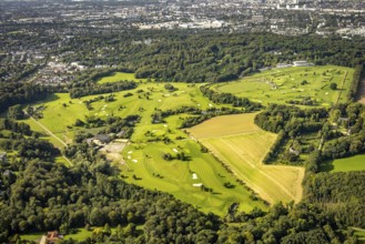 Aerial view, golf course Düsseldorf-Grafenberg in the district Ludenberg in Düsseldorf, Rhineland,