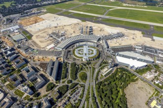 Aerial photograph, Düsseldorf Airport in the Lohausen district of Düsseldorf, Rhineland, North