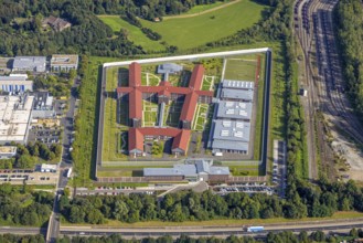 Aerial view, correctional facility Düsseldorf in Ratingen, Rhineland, North Rhine-Westphalia,