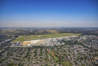 Aerial photograph, Düsseldorf Airport in the Lohausen district of Düsseldorf, Rhineland, North