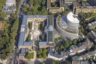 Aerial view, art palace and semicircular building of the Ministry of the Environment of North
