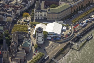 Aerial view, Altstadt with castle tower and Burgplatz as well as marquee in the district Altstadt