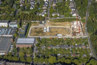 Aerial view, construction site Zoo eins neighbourhood for flats on Max-Planck-Straße in the