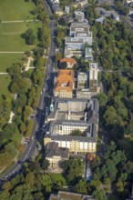 Aerial view, district government and higher regional court on Cecilienallee in the Pempelfort