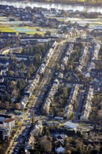 Aerial view, residential estate Volmerswerther Straße in the district Bilk in Düsseldorf,