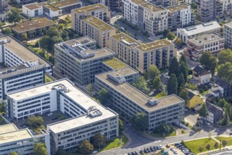 Aerial view of the future METRO campus in Düsseldorf Flingern at METROstraße 1, Flingern,