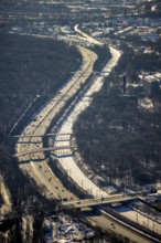 Aerial view, bridges over the A3 motorway, Duissern, Duisburg, Ruhr area, North Rhine-Westphalia,