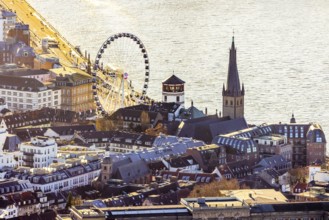 Aerial view, Wheel of Vision Ferris wheel at Burgplatz at Christmas time in the Old Town in