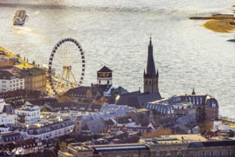 Aerial view, Wheel of Vision Ferris wheel at Burgplatz at Christmas time in the Old Town in