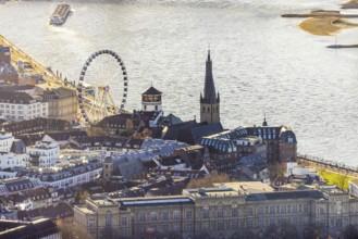 Aerial view, Wheel of Vision Ferris wheel at Burgplatz at Christmas time in the Old Town in
