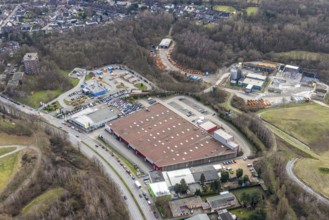 Aerial view, construction site recycling centre Donnerberg, industrial estate Südring, Bottrop,