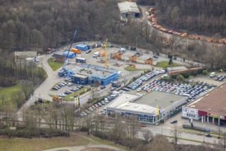 Aerial view, construction site recycling centre Donnerberg, Bottrop, Ruhr area, North