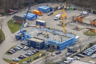 Aerial view, construction site recycling centre Donnerberg, Bottrop, Ruhr area, North
