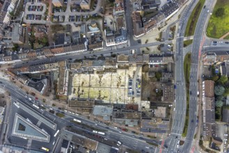 Aerial view, Am Trapez Bottrop, shopping centre, Hansa Center, Berliner Platz, city centre,