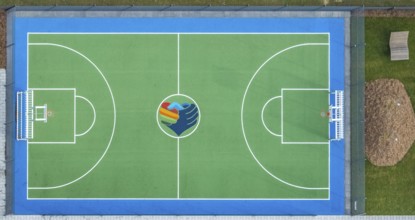 Aerial view, new building Manus, Manuel Neuer Kids Foundation, children and youth centre with