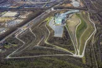 Aerial view, alpincenter Bottrop, Prosperstraße slag heap, Bottrop, Ruhr area, North