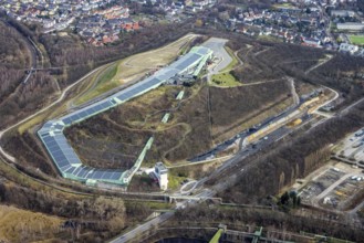 Aerial view, alpincenter Bottrop, Prosperstraße slag heap, Bottrop, Ruhr area, North