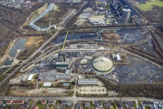 Aerial view, construction site demolition works of the former Prosper-Haniel II mine, Bottrop, Ruhr