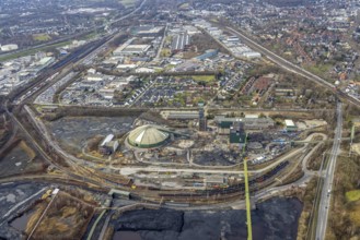 Aerial view, construction site demolition works of the former Prosper-Haniel II mine, Bottrop, Ruhr