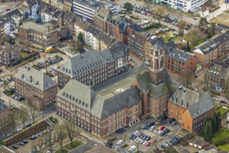 Aerial view, town hall, Bottrop, Ruhr area, North Rhine-Westphalia, Germany, authority, DE, Europe,